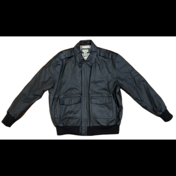 SCANDIA WOODS Leather Jacket Mens Size Large Black Bomber Motorcyle Fully Lined - Picture 2 of 12